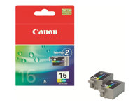 Canon BCI-16 - 2 pakettia - keltainen, sinivihreä, magenta - alkuperäinen - mustesäiliö malleihin i90; PIXMA iP90, iP90v, mini220; Canon SELPHY CP500, DS700, DS810 9818A002