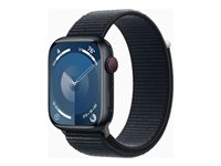 Apple Watch Series 9 (GPS + Cellular) - 45 mm - alumiini keskiyö - älykello kanssa urheiluranneke - pehmeä kaksikerroksinen nailon - keskiyö - 64 Gt - Wi-Fi, LTE, UWB, Bluetooth - 4G - 39 g MRMF3KS/A