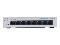 Cisco Business 110 Series 110-8PP-D - Kytkin - hallitsematon - 4 x 10/100/1000 (PoE) + 4 x 10/100/1000 - työpöytä, telineeseen asennettava, seinään asennettava - PoE (32 W) - tasavirta CBS110-8PP-D-EU