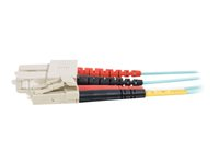 C2G LC-SC 10Gb 50/125 OM3 Duplex Multimode PVC Fiber Optic Cable (LSZH) - Verkkokaapeli - SC (monitila) (uros) to monimuoto LC (uros) - 3 m - kuituoptinen - kaksipuolinen (duplex) - 50 / 125 micron - OM3 - ei sisällä halogeenia - sinivihreä 85533