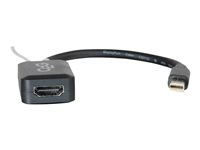 C2G 20cm Mini DisplayPort to HDMI Adapter - Thunderbolt to HDMI Converter M/F - Black - DisplayPort -kaapeli - Mini DisplayPort (uros) to HDMI (naaras) - 20 cm - musta 84313