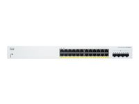 Cisco Business 220 Series CBS220-24P-4X - Kytkin - smart - 24 x 10/100/1000 (PoE+) + 4 x 10 Gigabit SFP+ (maa-satelliittiyhteys) - telineeseen asennettava - PoE+ (195 W) CBS220-24P-4X-EU