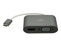 C2G USB C to HDMI & VGA Dual Monitor Adapter - 4K 30Hz - White - Näyttösovitin - 24 pin USB-C uros käännettävä to 15 pin D-Sub (DB-15), HDMI naaras - valkoinen - 4K-tuki C2G29831
