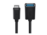 Belkin 3.0 USB-C to USB-A Adapter - USB-sovitin - 24 pin USB-C (uros) käännettävä to USB Type A (naaras) - USB 3.0 - 3 A - musta F2CU036BTBLK