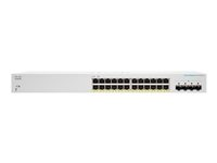 Cisco Business 220 Series CBS220-24P-4G - Kytkin - smart - 24 x 10/100/1000 (PoE+) + 4 x Gigabit SFP (uplink) - telineeseen asennettava - PoE+ (195 W) CBS220-24P-4G-EU
