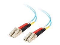 C2G LC-LC 10Gb 50/125 OM3 Duplex Multimode PVC Fiber Optic Cable (LSZH) - Verkkokaapeli - monimuoto LC (uros) to monimuoto LC (uros) - 10 m - kuituoptinen - kaksipuolinen (duplex) - 50 / 125 micron - OM3 - ei sisällä halogeenia - sinivihreä 85554