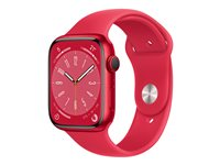 Apple Watch Series 8 (GPS + Cellular) - (PRODUCT) RED - 45 mm - punainen alumiini - älykello kanssa urheiluranneke - fluoroelastomeeri - punainen pannan koko: Normaalikoko - 32 Gt - Wi-Fi, LTE, Bluetooth, UWB - 4G - 38.8 g MNKA3KS/A
