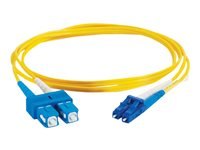 C2G LC-SC 9/125 OS1 Duplex Singlemode PVC Fiber Optic Cable (LSZH) - Kytkentäkaapeli - SC single-mode (uros) to LC single-mode (uros) - 5 m - kuituoptinen - kaksipuolinen (duplex) - 9 / 125 micron - OS1 - ei sisällä halogeenia - keltainen 85589