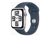 Apple Watch SE (GPS) - 2. sukupolvi - 44 mm - hopea - älykello kanssa urheiluranneke - fluoroelastomeeri - myrskynsininen pannan koko: S/M - 32 Gt - Wi-Fi, Bluetooth - 32.9 g MREC3KS/A