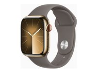 Apple Watch Series 9 (GPS + Cellular) - 41 mm - kulta ruostumaton teräs - älykello kanssa urheiluranneke - fluoroelastomeeri - savi pannan koko: S/M - 64 Gt - Wi-Fi, LTE, UWB, Bluetooth - 4G - 42.3 g MRJ53KS/A