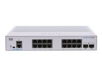 Cisco Business 350 Series CBS350-16T-E-2G - Kytkin - L3 - Hallinnoitu - 16 x 10/100/1000 + 2 x Gigabit SFP - telineeseen asennettava CBS350-16T-E-2G-EU