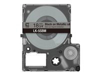 Epson LabelWorks LK-5SBM - Black on metallic silver - Rulla (1,8 cm x 9 m) 1 kasetti(a) ripustuslaatikko - nauhakasetti malleihin LabelWorks LW-C410, LW-C610 C53S672094