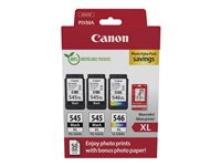 Canon PG-545 XL/CL-546XL Photo Value Pack - 3 pakettia - musta, väri (sinivihreä, sinipunainen, keltainen) - alkuperäinen - mustekasetti/paperipaketti 8286B015