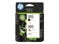 HP 305 - 2 pakettia - musta, väri (sinivihreä, sinipunainen, keltainen) - alkuperäinen - kuplapakkaus - mustepatruuna malleihin Deskjet 23XX, 27XX, 28XX, 41XX, 42XX; DeskJet Plus 41XX; ENVY 60XX, 64XX; ENVY Pro 64XX 6ZD17AE#301