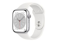 Apple Watch Series 8 (GPS) - 45 mm - hopea alumiini - älykello kanssa urheiluranneke - fluoroelastomeeri - valkoinen pannan koko: Normaalikoko - 32 Gt - Wi-Fi, Bluetooth - 38.8 g MP6N3KS/A