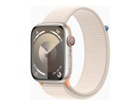 Apple Watch Series 9 (GPS + Cellular) - 45 mm - alumiini tähtitaivas - älykello kanssa urheiluranneke - pehmeä kaksikerroksinen nailon - tähtivalo - 64 Gt - Wi-Fi, LTE, UWB, Bluetooth - 4G - 39 g MRMA3KS/A