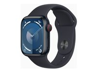Apple Watch Series 9 (GPS + Cellular) - 41 mm - alumiini keskiyö - älykello kanssa urheiluranneke - fluoroelastomeeri - keskiyö pannan koko: S/M - 64 Gt - Wi-Fi, LTE, UWB, Bluetooth - 4G - 32.1 g MRHR3KS/A