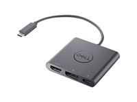 Dell Adapter USB-C to HDMI/DP with Power Pass-Through - Näyttösovitin - 24 pin USB-C uros to HDMI, DisplayPort, USB-C (power only) naaras - 18 cm - 4K-tuki, virran läpikulku DBQAUANBC070