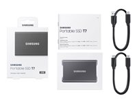 Samsung T7 MU-PC2T0T - SSD - salattu - 2 Tt - ulkoinen (kannettava) - USB 3.2 Gen 2 (USB-C liitin) - AES 256 bittiä - titaanin harmaa MU-PC2T0T/WW