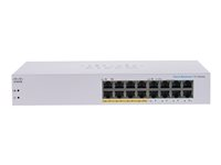 Cisco Business 110 Series 110-16PP - Kytkin - hallitsematon - 8 x 10/100/1000 (PoE) + 8 x 10/100/1000 - työpöytä, telineeseen asennettava, seinään asennettava - PoE (64 W) CBS110-16PP-EU