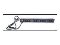 APC Basic Rack-Mount PDU - Virranjakelukaista (telineasennettava) - Vaihtovirta 208/230 V - tulo: EC 60320 C20 - lähtöliittimet: 12 (power IEC 60320 C13) - 1U - 19" - 2.5 m johto - musta malleihin P/N: SMTL1000RMI2UC, SMX1000C, SMX1500RM2UC, SMX1500RM2UCNC, SMX750C, SMX750CNC AP9565