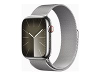 Apple Watch Series 9 (GPS + Cellular) - 45 mm - hopea ruostumaton teräs - älykello kanssa milanese loop - 64 Gt - Wi-Fi, LTE, UWB, Bluetooth - 4G - 51.5 g MRMQ3KS/A