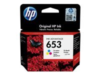 HP 653 - 5 ml - väri (sinivihreä, sinipunainen, keltainen) - alkuperäinen - Ink Advantage - mustepatruuna malleihin DeskJet Plus Ink Advantage 6075, Ink Advantage 6475, Ink Advantage 6475 All-in-On 3YM74AE#BHK