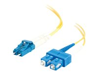 C2G LC-SC 9/125 OS1 Duplex Singlemode PVC Fiber Optic Cable (LSZH) - Kytkentäkaapeli - SC single-mode (uros) to LC single-mode (uros) - 3 m - kuituoptinen - kaksipuolinen (duplex) - 9 / 125 micron - OS1 - ei sisällä halogeenia - keltainen 85588