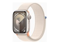 Apple Watch Series 9 (GPS) - 41 mm - alumiini tähtitaivas - älykello kanssa urheiluranneke - pehmeä kaksikerroksinen nailon - tähtivalo - 64 Gt - Wi-Fi, UWB, Bluetooth - 31.9 g MR8V3KS/A