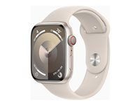 Apple Watch Series 9 (GPS + Cellular) - 45 mm - alumiini tähtitaivas - älykello kanssa urheiluranneke - fluoroelastomeeri - tähtivalo pannan koko: S/M - 64 Gt - Wi-Fi, LTE, UWB, Bluetooth - 4G - 39 g MRM83KS/A