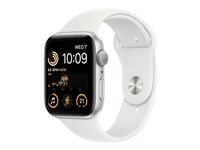 Apple Watch SE (GPS) - 2. sukupolvi - 44 mm - hopea alumiini - älykello kanssa urheiluranneke - fluoroelastomeeri - valkoinen pannan koko: Normaalikoko - 32 Gt - Wi-Fi, Bluetooth - 32.9 g MNK23KS/A