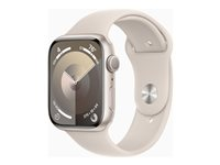 Apple Watch Series 9 (GPS) - 45 mm - alumiini tähtitaivas - älykello kanssa urheiluranneke - fluoroelastomeeri - tähtivalo pannan koko: M/L - 64 Gt - Wi-Fi, UWB, Bluetooth - 38.7 g MR973KS/A