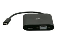 C2G USB C to HDMI & VGA Dual Monitor Adapter - 4K 30Hz - Black - Näyttösovitin - 24 pin USB-C uros to HD-15 (VGA), HDMI naaras - musta - 4K 30 Hz -tuki C2G29830