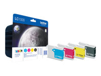 Brother LC1000 Value Pack - 4 pakettia - musta, keltainen, sinivihreä, magenta - alkuperäinen - mustepatruuna malleihin Brother DCP-330, 350, 353, 560, 750, 770, MFC-3360, 465, 5460, 5860, 660, 680, 845, 885 LC1000VALBPDR