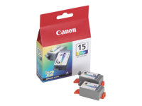 Canon BCI-15 Colour Twin Pack - 2 pakettia - 7.5 ml - väri (sinivihreä, sinipunainen, keltainen) - alkuperäinen - mustesäiliö malleihin i70, 80 8191A002