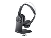 Dell Premier Wireless ANC Headset WL7022 - Kuuloke + mikrofoni - Bluetooth - langaton - aktiivinen melunpoisto - USB-A Bluetooth-sovittimen kautta - Zoom-sertifioitu, sertifioitu Microsoft Teamsille malleihin Latitude 5421, 55XX; OptiPlex 3090; Precision 3260, 7560, 7760; Vostro 15 7510, 5625 DELL-WL7022
