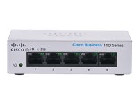 Cisco Business 110 Series 110-5T-D - Kytkin - hallitsematon - 5 x 10/100/1000 - työpöytä, telineeseen asennettava, seinään asennettava - tasavirta CBS110-5T-D-EU