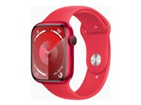 Apple Watch Series 9 (GPS + Cellular) - (PRODUCT) RED - 45 mm - punainen alumiini - älykello kanssa urheiluranneke - fluoroelastomeeri - punainen pannan koko: M/L - 64 Gt - Wi-Fi, LTE, UWB, Bluetooth - 4G - 39 g MRYG3KS/A