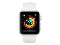 Apple Watch Series 3 (GPS) - 42 mm - hopea alumiini - älykello kanssa urheiluranneke - fluoroelastomeeri - valkoinen ranteen koko: 140-210 mm - 8 Gt - Wi-Fi, Bluetooth - 32.3 g MTF22FS/A