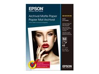 Epson Archival Matte Paper - Matta - A3 (297 x 420 mm) - 192 g/m² - 50 arkki (arkit) paperi malleihin SureColor SC-P700, P7500, P900, P9500, T2100, T3100, T3400, T3405, T5100, T5400, T5405 C13S041344