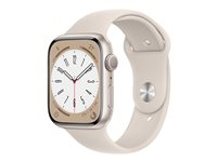 Apple Watch Series 8 (GPS) - 45 mm - alumiini tähtitaivas - älykello kanssa urheiluranneke - fluoroelastomeeri - tähtivalo pannan koko: Normaalikoko - 32 Gt - Wi-Fi, Bluetooth - 38.8 g MNP23KS/A