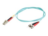 C2G LC-ST 10Gb 50/125 OM3 Duplex Multimode PVC Fiber Optic Cable (LSZH) - Verkkokaapeli - ST-toiminto (monitila) (uros) to monimuoto LC (uros) - 2 m - kuituoptinen - kaksipuolinen (duplex) - 50 / 125 micron - OM3 - ei sisällä halogeenia - sinivihreä 85541