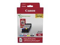 Canon CLI-571 XL C/M/Y/BK Photo Value Pack - 4 pakettia - 11 ml - Tuottoisa - musta, keltainen, sinivihreä, magenta - alkuperäinen - ripustuslaatikko - mustesäiliö / paperisarja malleihin PIXMA TS5051, TS5053, TS5055, TS6050, TS6051, TS6052, TS8051, TS8052, TS9050, TS9055 0332C006